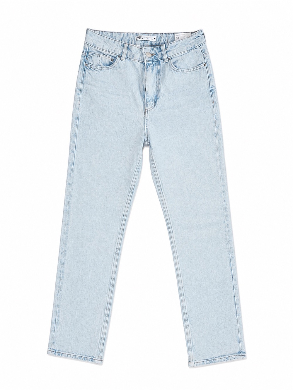 NWT Zara women’s High-Rise Straight Leg Light Wash Denim Jeans